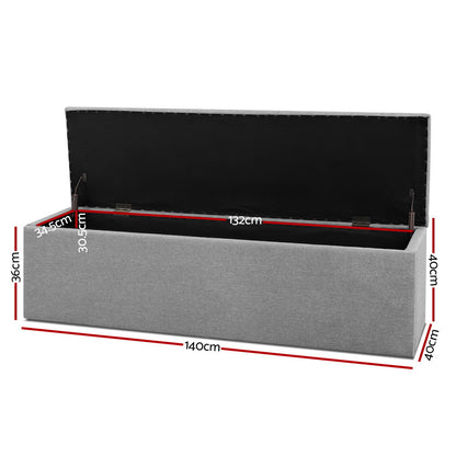 Artiss Storage Ottoman Blanket Box 140cm Linen Grey OTM-L140-GY-AB