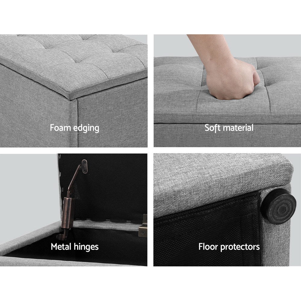 Artiss Storage Ottoman Blanket Box 140cm Linen Grey OTM-L140-GY-AB