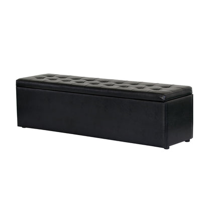 Artiss Storage Ottoman Blanket Box 140cm Leather Black OTM-L140-LEA-BK-AB