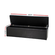 Artiss Storage Ottoman Blanket Box 140cm Leather Black OTM-L140-LEA-BK-AB
