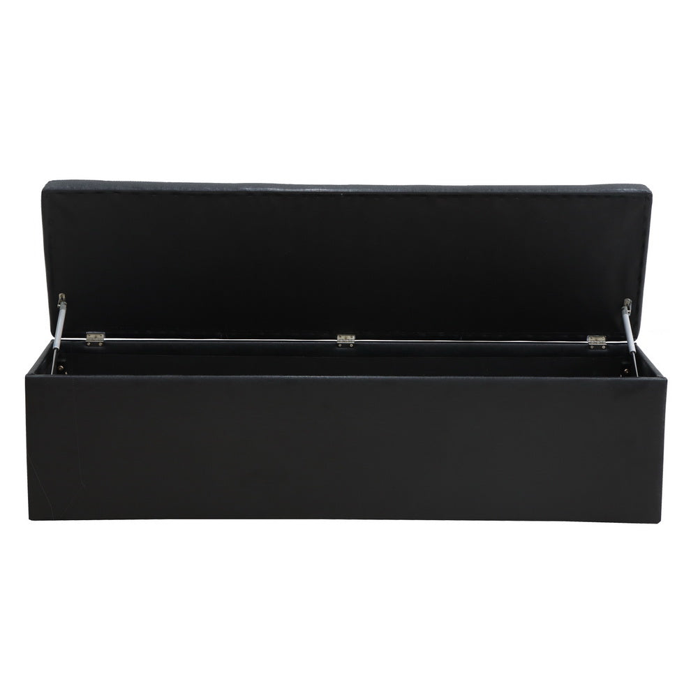 Artiss Storage Ottoman Blanket Box 140cm Leather Black OTM-L140-LEA-BK-AB