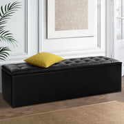 Artiss Storage Ottoman Blanket Box 140cm Leather Black OTM-L140-LEA-BK-AB