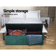 Artiss Storage Ottoman Blanket Box 140cm Velvet Green OTM-L140-VEL-GN-AB