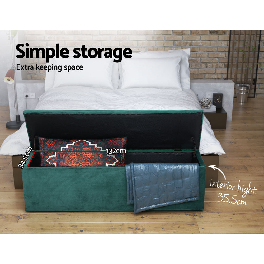 Artiss Storage Ottoman Blanket Box 140cm Velvet Green OTM-L140-VEL-GN-AB