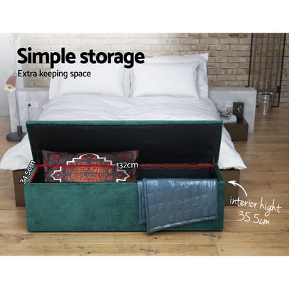 Artiss Storage Ottoman Blanket Box 140cm Velvet Green OTM-L140-VEL-GN-AB