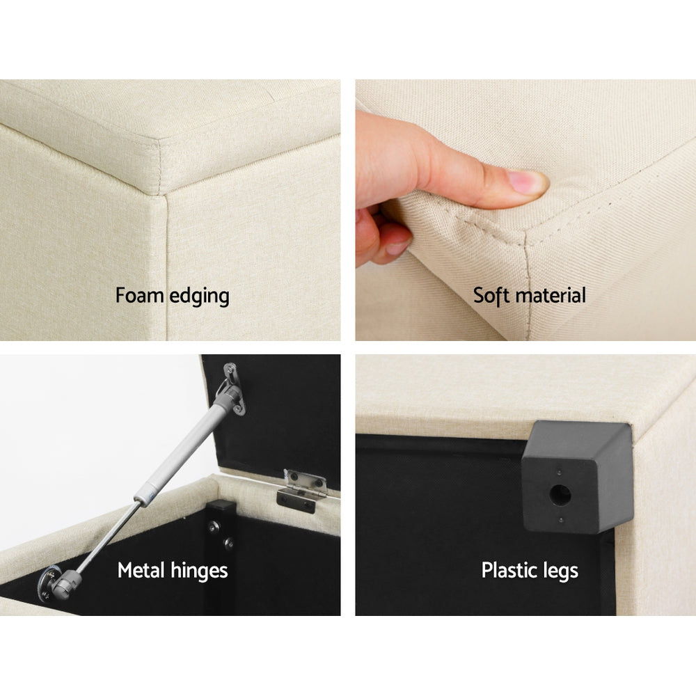 Artiss Storage Ottoman Blanket Box 97cm Linen Beige OTM-L2-LINEN-BEIGE