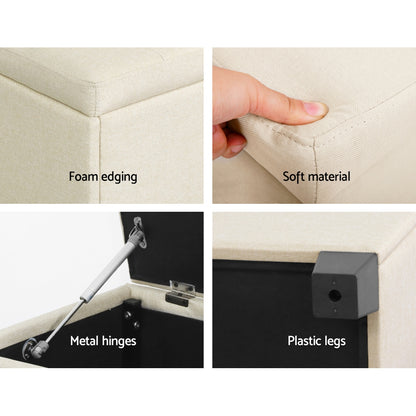 Artiss Storage Ottoman Blanket Box 97cm Linen Beige OTM-L2-LINEN-BEIGE