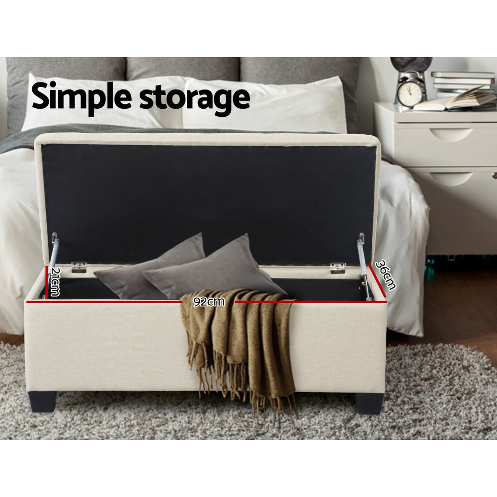 Artiss Storage Ottoman Blanket Box 97cm Linen Beige OTM-L2-LINEN-BEIGE