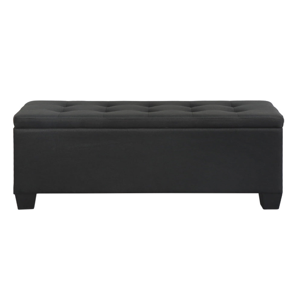 Artiss Storage Ottoman Blanket Box 97cm Linen Black OTM-L2-LINEN-BLACK