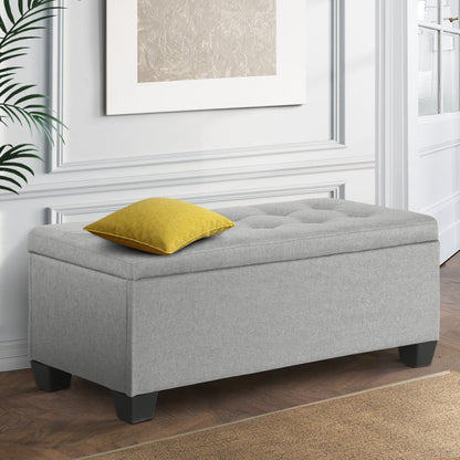 Artiss Storage Ottoman Blanket Box 97cm Linen Light Grey OTM-L2-LINEN-LI-GY