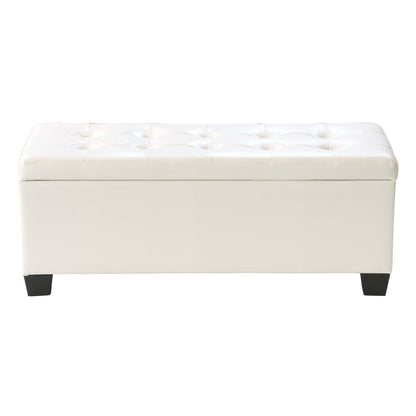 Artiss Storage Ottoman Blanket Box 97cm Leather White OTM-L2-WH