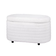 Artiss Storage Ottoman Blanket Box 87cm Boucle Fabric Oval OTM-OVL-01-TED-WH