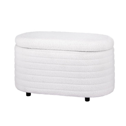 Artiss Storage Ottoman Blanket Box 87cm Boucle Fabric Oval OTM-OVL-01-TED-WH