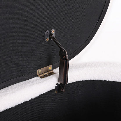 Artiss Storage Ottoman Blanket Box 87cm Boucle Fabric Oval OTM-OVL-01-TED-WH