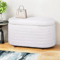 Artiss Storage Ottoman Blanket Box 87cm Boucle Fabric Oval OTM-OVL-01-TED-WH