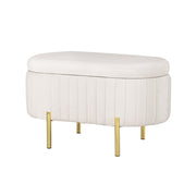 Artiss Storage Ottoman Blanket Box 87cm Velvet Oval White OTM-OVL-02-VEL-WH