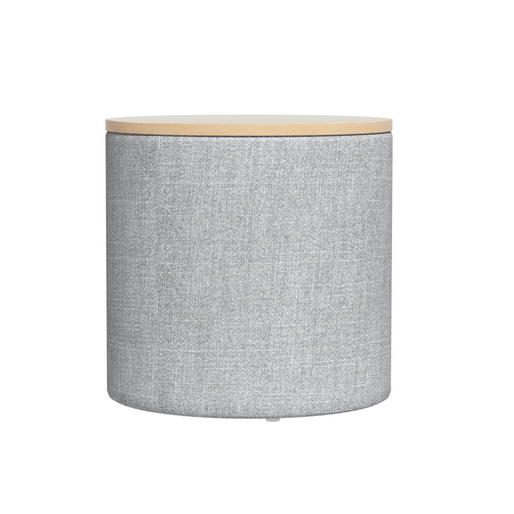 Artiss Storage Ottoman Blanket Box 40cm Linen Round Grey OTM-ROUND-01-L40-GY