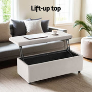 Artiss Storage Ottoman Blanket Box Table 97cm Velvet Taupe OTM-RTA-02-TAB-TA