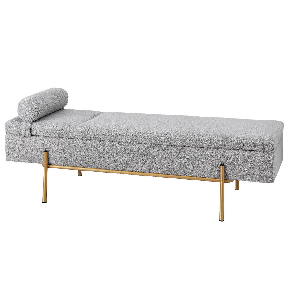 Artiss Storage Ottoman Bed 140cm Pillow Foot Stool OTM-RTA-05-PLW-GY