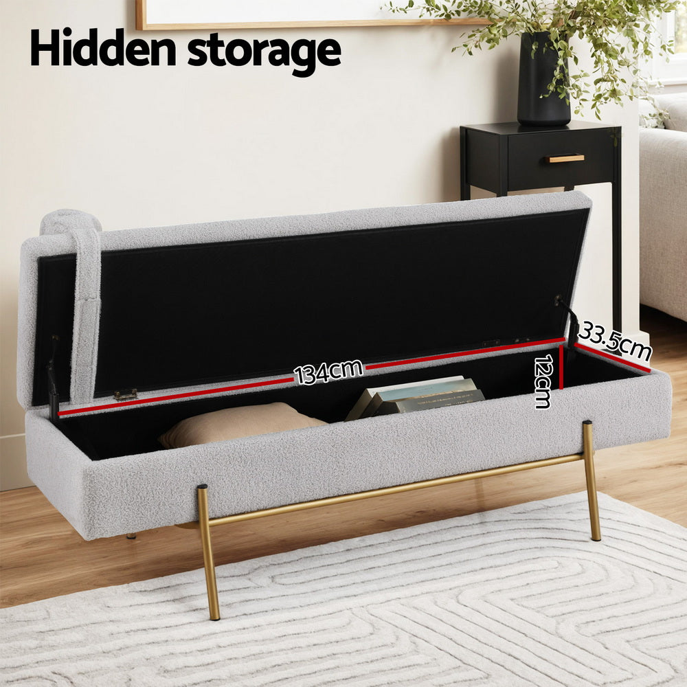 Artiss Storage Ottoman Bed 140cm Pillow Foot Stool OTM-RTA-05-PLW-GY