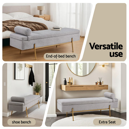 Artiss Storage Ottoman Bed 140cm Pillow Foot Stool OTM-RTA-05-PLW-GY