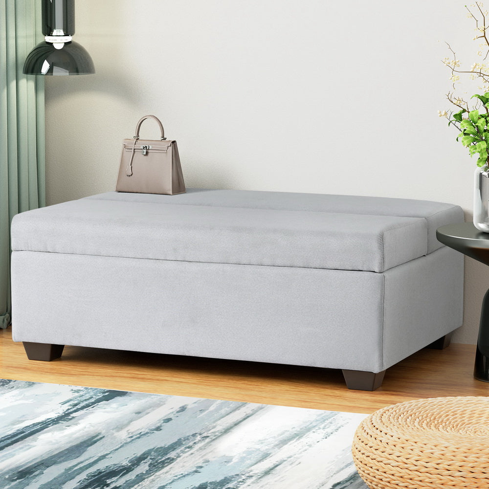 Artiss Ottoman Storage Sofa Bed 112cm Foldable Grey OTM-RTA-06-BED-GY