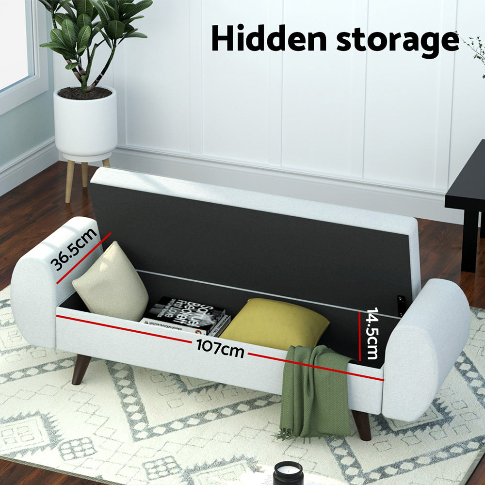 Artiss Storage Ottoman Blanket Box Armrest 140cm Grey OTM-RTA-07-ARM-GY-AB