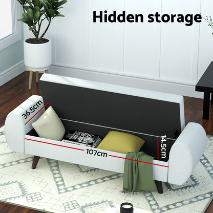 Artiss Storage Ottoman Blanket Box Armrest 140cm Grey OTM-RTA-07-ARM-GY-AB