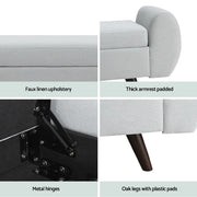 Artiss Storage Ottoman Blanket Box Armrest 140cm Grey OTM-RTA-07-ARM-GY-AB