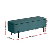 Artiss Storage Ottoman Blanket Box 140cm Velvet Green OTM-RTA-09-L140-GN-AB