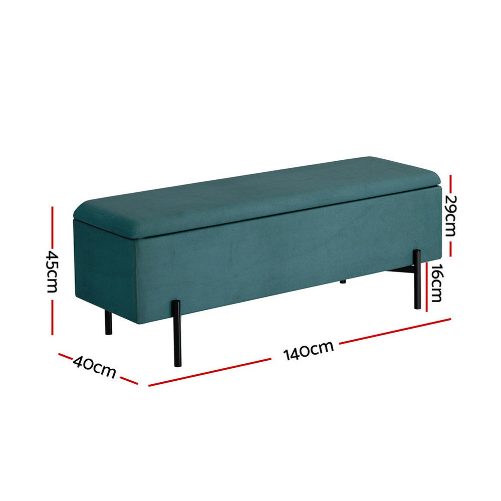 Artiss Storage Ottoman Blanket Box 140cm Velvet Green OTM-RTA-09-L140-GN-AB