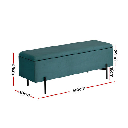 Artiss Storage Ottoman Blanket Box 140cm Velvet Green OTM-RTA-09-L140-GN-AB