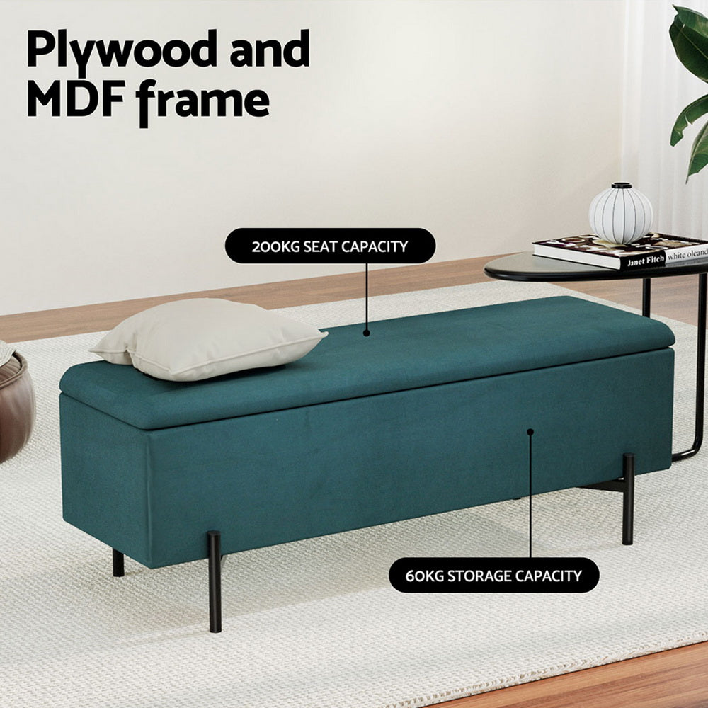 Artiss Storage Ottoman Blanket Box 140cm Velvet Green OTM-RTA-09-L140-GN-AB