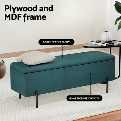 Artiss Storage Ottoman Blanket Box 140cm Velvet Green OTM-RTA-09-L140-GN-AB