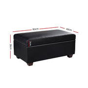 Artiss Storage Ottoman Blanket Box 80cm Leather Black OTM-SOFA2-22-BK