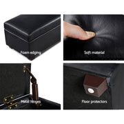 Artiss Storage Ottoman Blanket Box 80cm Leather Black OTM-SOFA2-22-BK