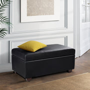 Artiss Storage Ottoman Blanket Box 80cm Leather Black OTM-SOFA2-22-BK
