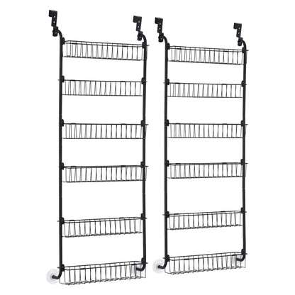 Artiss 2x Over Door Storage Pantry Organiser 6-Tier Metal Hanger Hook Black OVDS-A-MET01-BKX2