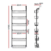 Artiss 2x Over Door Storage Pantry Organiser 6-Tier Metal Hanger Hook Black OVDS-A-MET01-BKX2