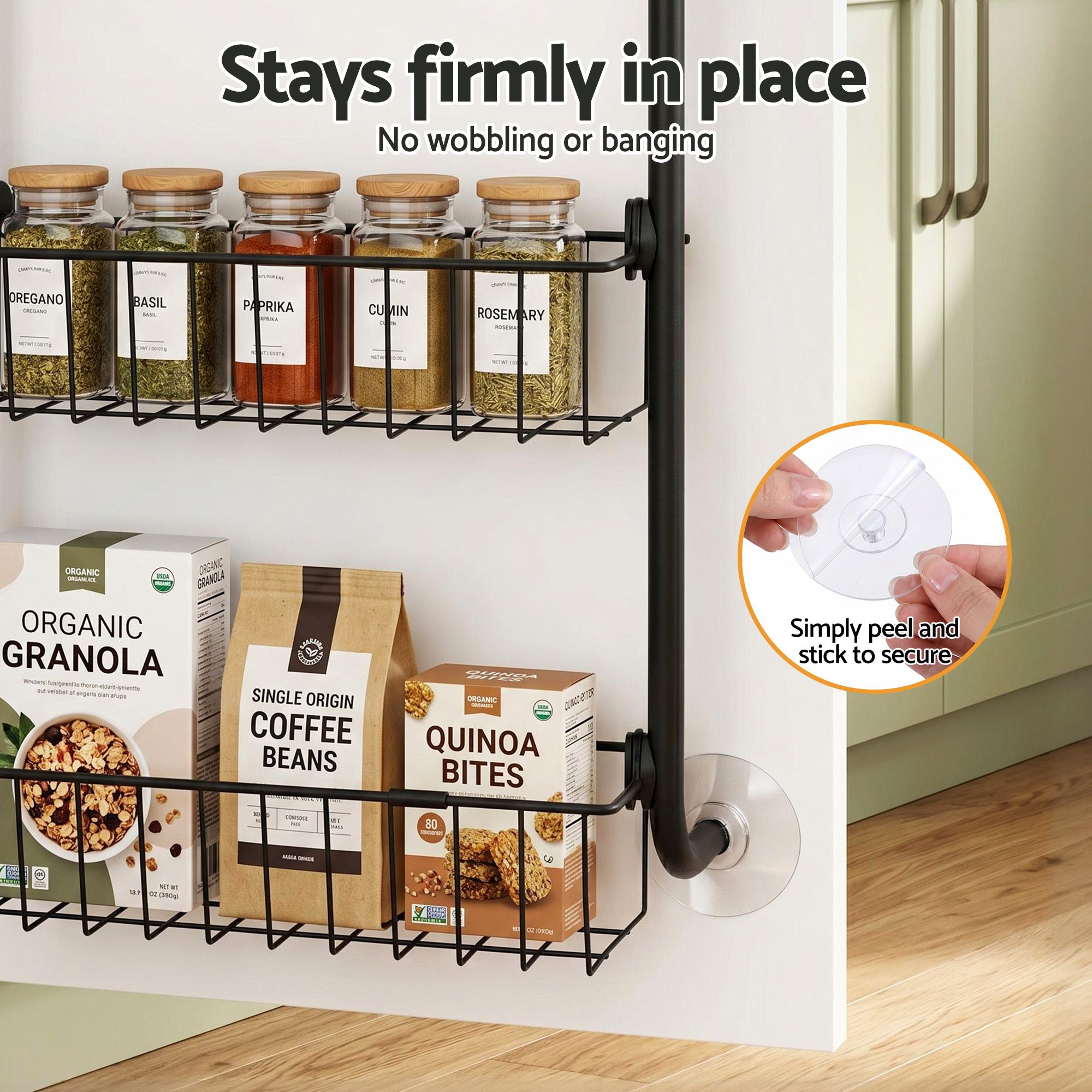 Artiss 2x Over Door Storage Pantry Organiser 6-Tier Metal Hanger Hook Black OVDS-A-MET01-BKX2