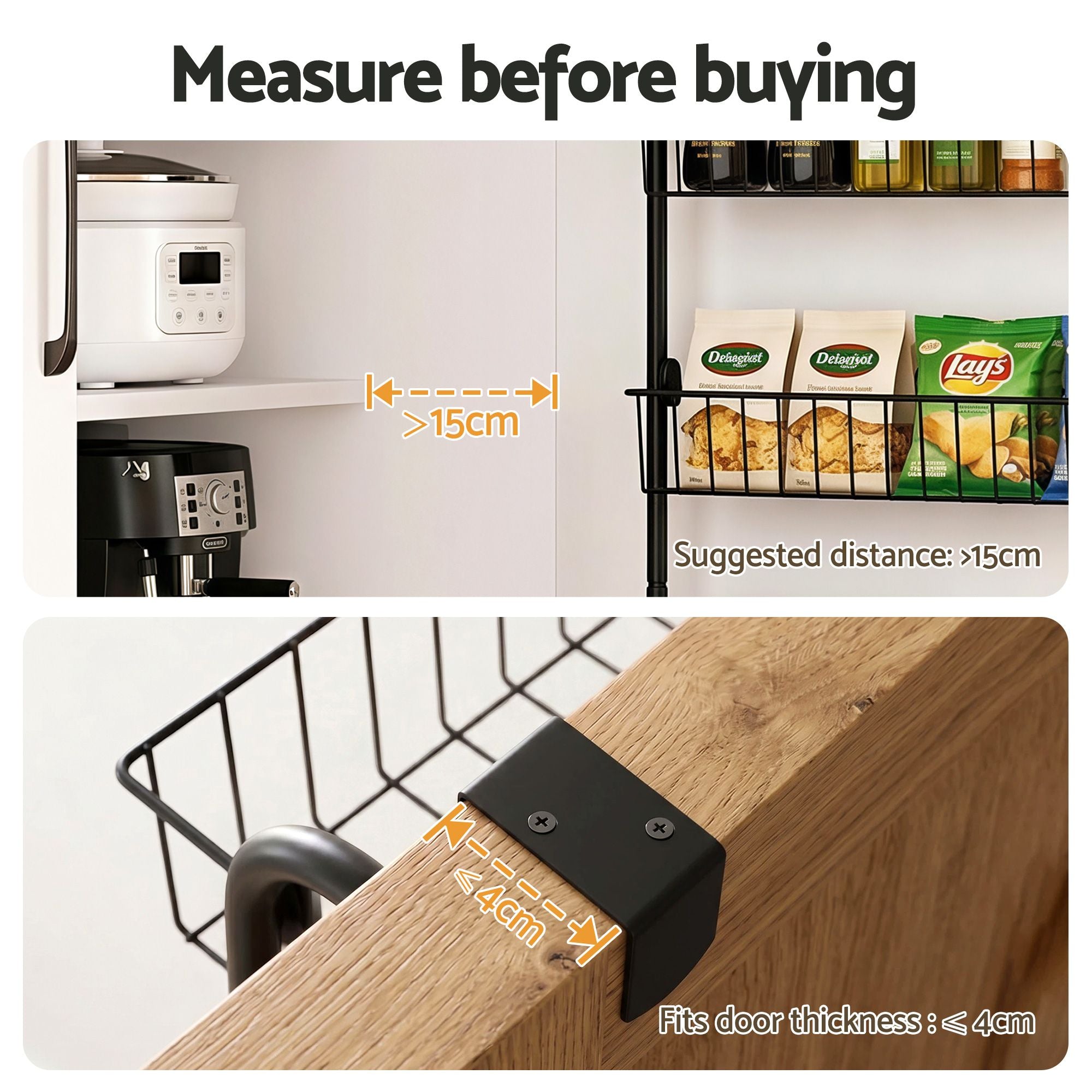 Artiss 2x Over Door Storage Pantry Organiser 6-Tier Metal Hanger Hook Black OVDS-A-MET01-BKX2