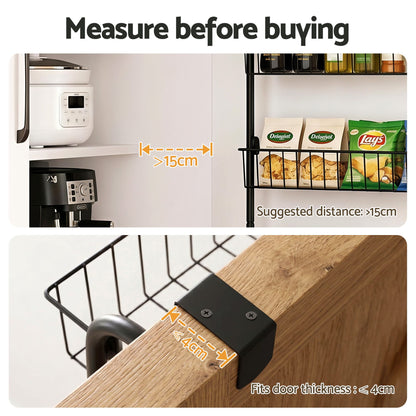 Artiss 2x Over Door Storage Pantry Organiser 6-Tier Metal Hanger Hook Black OVDS-A-MET01-BKX2