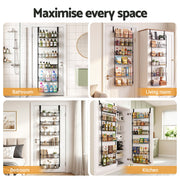 Artiss 2x Over Door Storage Pantry Organiser 6-Tier Metal Hanger Hook Black OVDS-A-MET01-BKX2