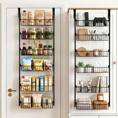 Artiss 2x Over Door Storage Pantry Organiser 6-Tier Metal Hanger Hook Black OVDS-A-MET01-BKX2