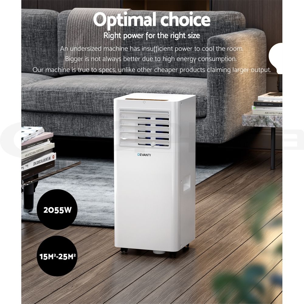 Devanti Portable Air Conditioner 7000BTU Cooling Mobile Fan Cooler Dehumidifier PAC-A-14K-NEW-WH