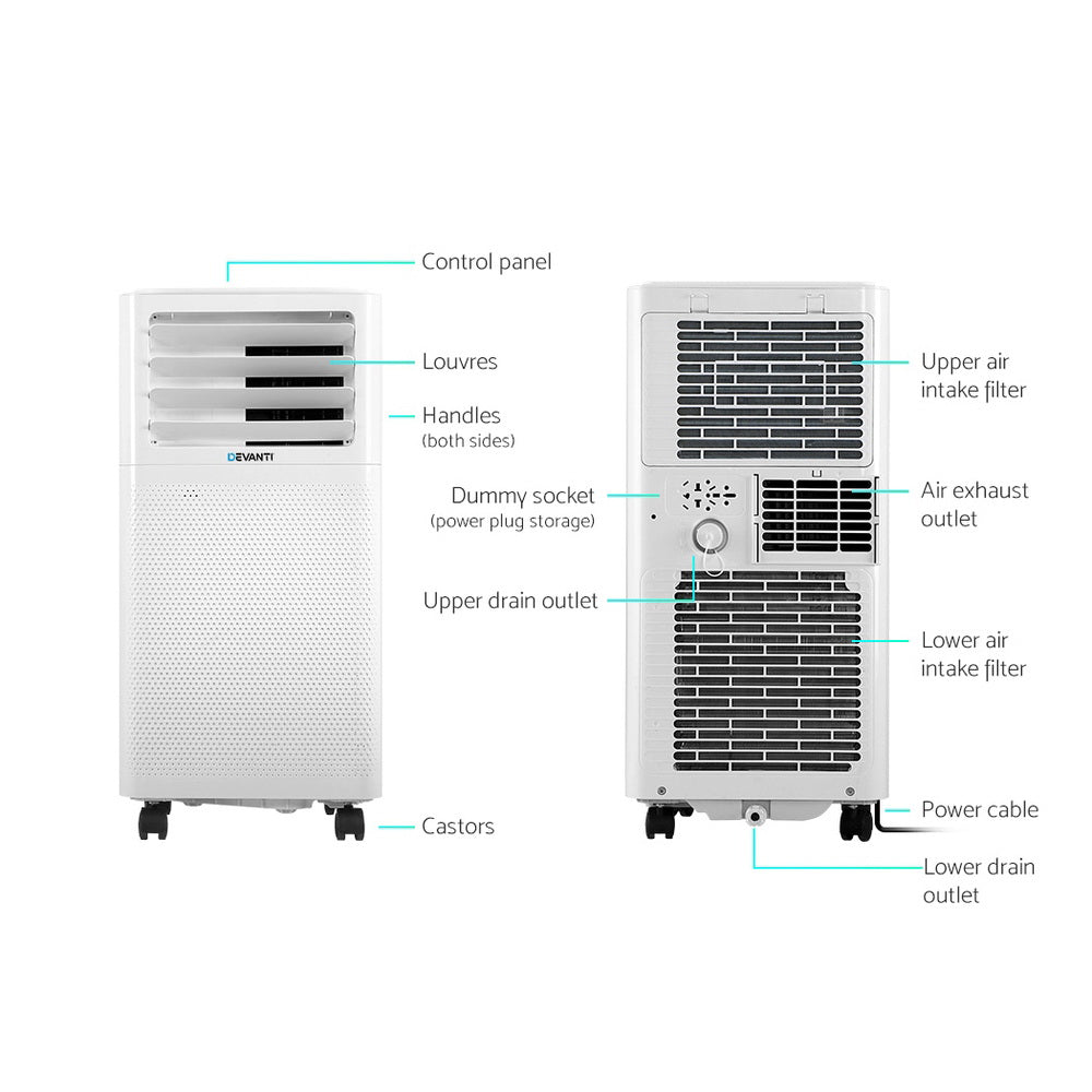 Devanti Portable Air Conditioner 7000BTU PAC-A-14K-WH