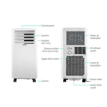 Devanti Portable Air Conditioner 7000BTU PAC-A-14K-WH