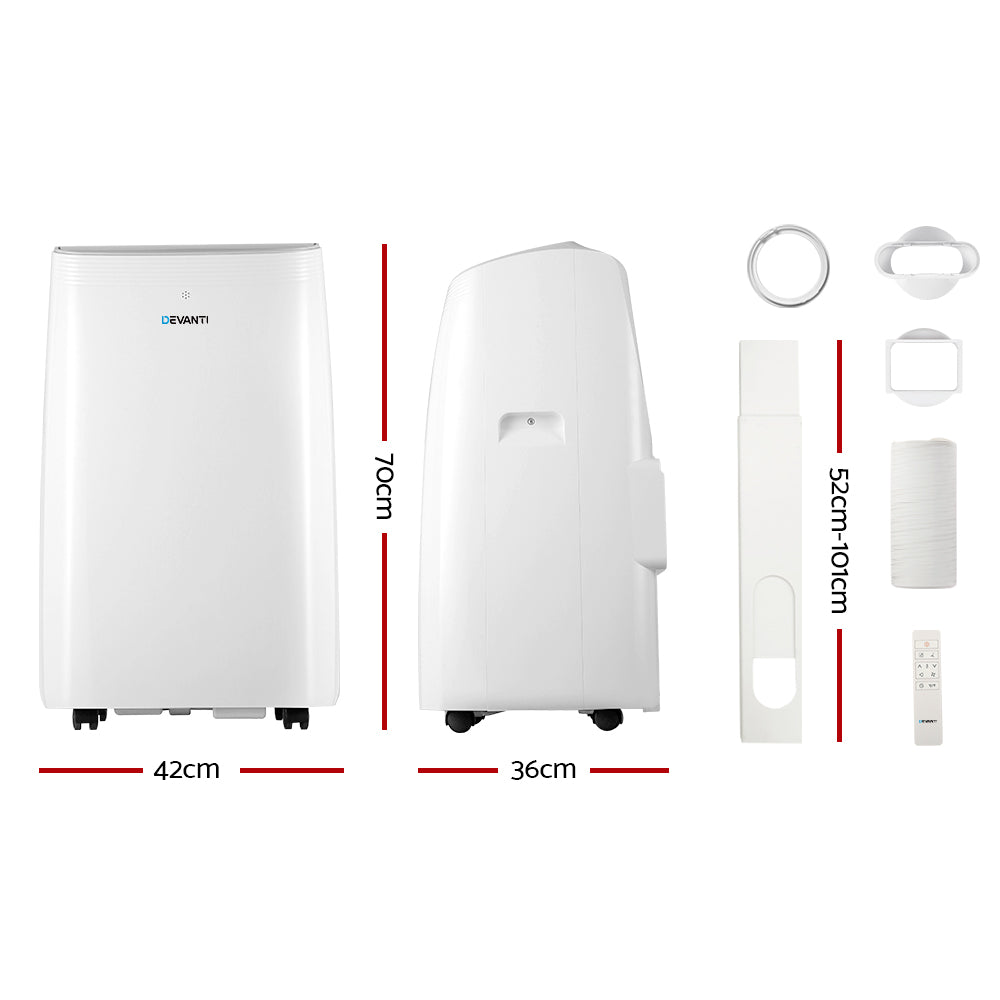 Devanti 12000BTU Portable Air Conditioner Cooling Mobile Fan Cooler Remote 3300W PAC-A-22K-NEW-WH