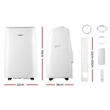 Devanti 12000BTU Portable Air Conditioner Cooling Mobile Fan Cooler Remote 3300W PAC-A-22K-NEW-WH