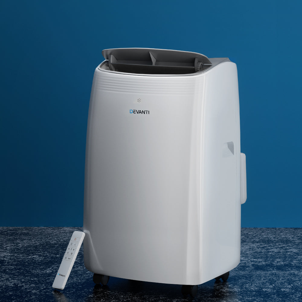 Devanti 12000BTU Portable Air Conditioner Cooling Mobile Fan Cooler Remote 3300W PAC-A-22K-NEW-WH